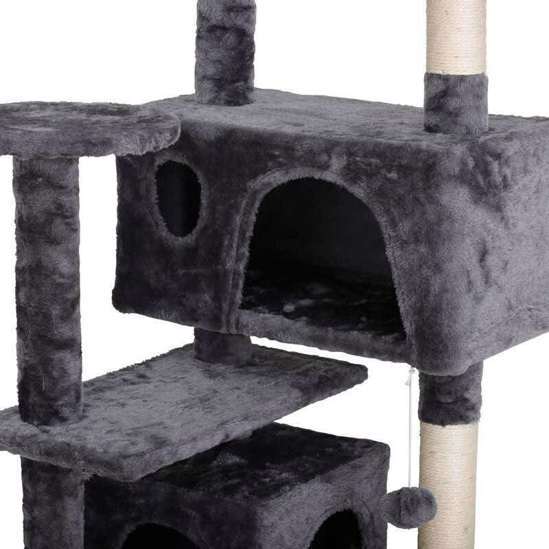 Segawe 55" Multi-Tier Cat Tree Condo with Plush Perches, Sisal Scratching Posts, and 2 Cozy Hideaways