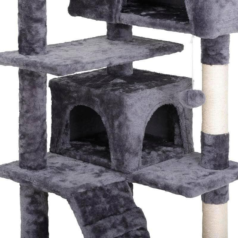Segawe 55" Multi-Tier Cat Tree Condo with Plush Perches, Sisal Scratching Posts, and 2 Cozy Hideaways