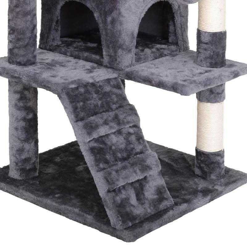 Segawe 55" Multi-Tier Cat Tree Condo with Plush Perches, Sisal Scratching Posts, and 2 Cozy Hideaways