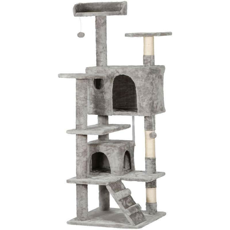 Segawe 55" Multi-Tier Cat Tree Condo with Plush Perches, Sisal Scratching Posts, and 2 Cozy Hideaways