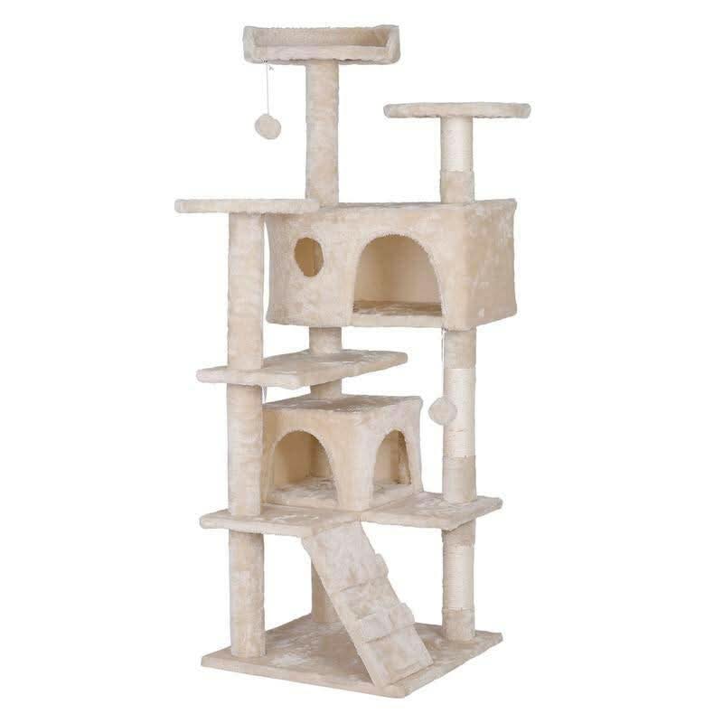 Segawe 55" Multi-Tier Cat Tree Condo with Plush Perches, Sisal Scratching Posts, and 2 Cozy Hideaways