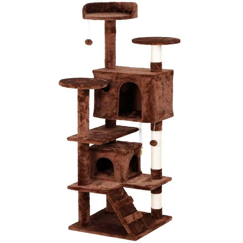 Segawe 55" Multi-Tier Cat Tree Condo with Plush Perches, Sisal Scratching Posts, and 2 Cozy Hideaways
