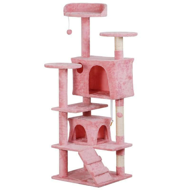 Segawe 55" Multi-Tier Cat Tree Condo with Plush Perches, Sisal Scratching Posts, and 2 Cozy Hideaways