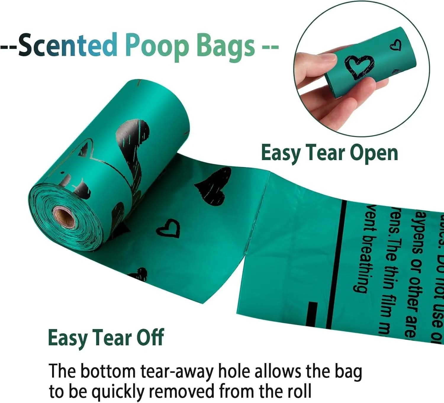 Dog Waste Bag Rolls - 540 Count Extra Thick, Leak-Proof Bags with Dispenser, Scented Dark Green for Dogs
