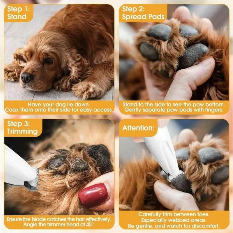 2025 New Pet Paw Trimmer 1Pack Rechargeable Quiet Hair Trimmer for Pets Professional Pet Grooming Kit - Cordless Waterproof Clippers with LED for Precision Trimming Ideal for Home Grooming Pet Hair