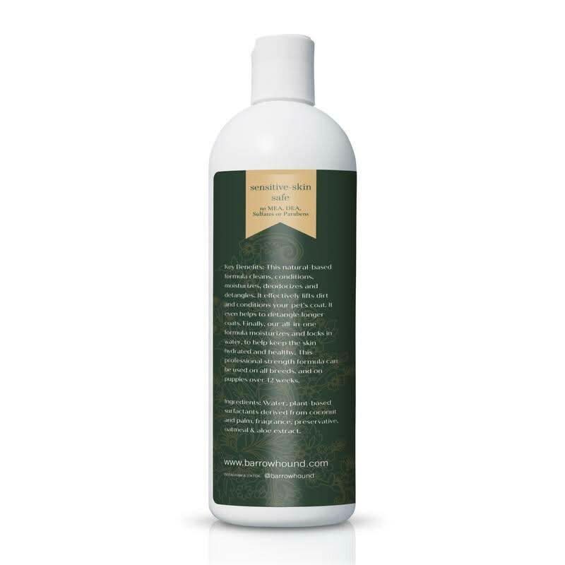 5-in-1 Dog Shampoo for Sensitive Skin – Cleansing, Conditioning, Deodorizing, Moisturizing, and Detangling with Coconut, Oatmeal, and Aloe – 16 Fl Oz