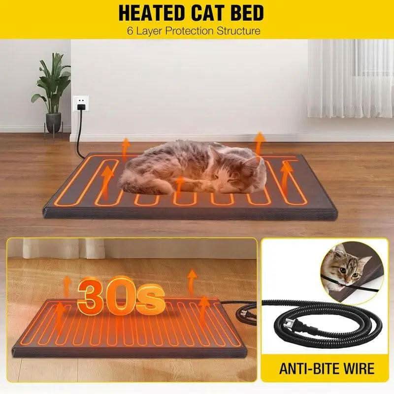 Aivituvin-Air91-In-Hp Wooden Heated Cat House with Adjustable Temperature Pad | Waterproof Roof| Outdoor Cat Shelter| Insulation