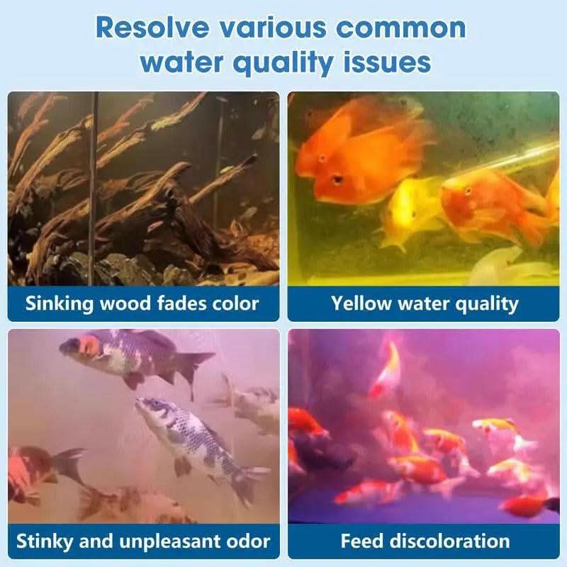 Aquarium Filter Media, Organic Filtration Resin, for Freshwater and Saltwater Fish Tank, Removal Driftwood Tannins Yellow Water 300 Ml 2 Packs