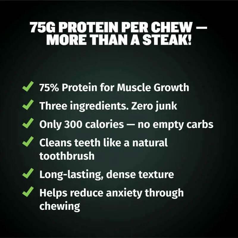 Bully Max Power Chews, Long-Lasting Dog Treats 75% Protein, Cleans Teeth, Freshens Breath, Natural Dog Chew