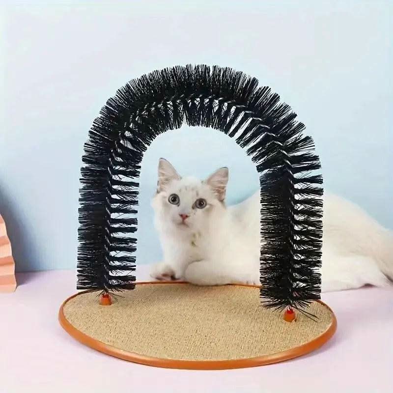 Cat Arch Self Groomer Cat Massage Toy, Interactive Cat Shedding Brush with Scratching Pad Toy for Indoor Cats Fur Removal Tool Grooming Tools Grooming Supplies