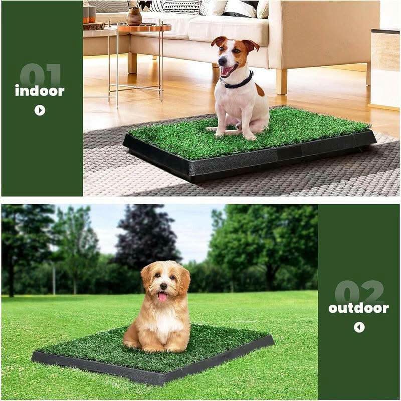 COZIWOW Dog Grass Pad with Tray and 3 Layer System for Puppy Training, Green