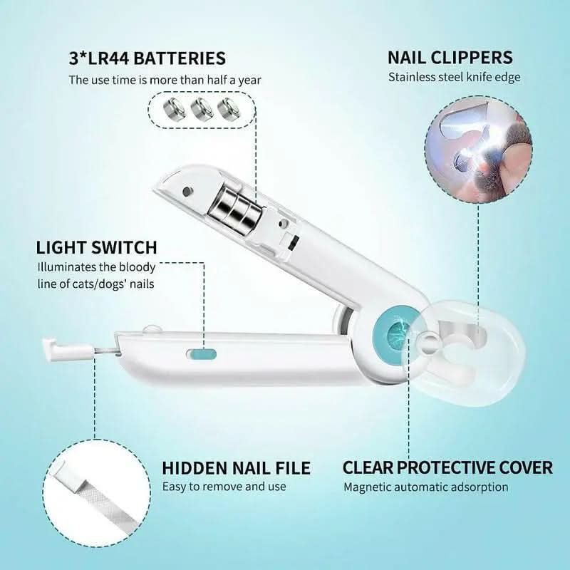 Dog Cat Nail Clippers and Trimmer Free Nail File Clippers with LED Light to Avoid Over-Cutting Nails