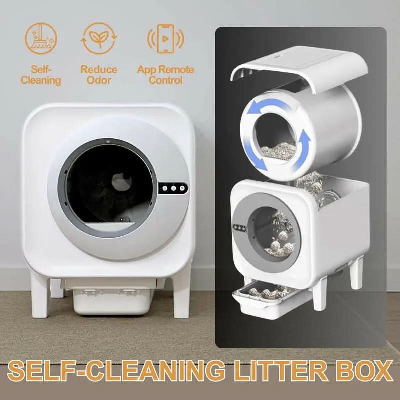 Furrbby Automatic Cat Litter Box, Self Cleaning Litterbox for Multiple Cats, with Safety Protection, App Control, Odor-Control, Liners Includes