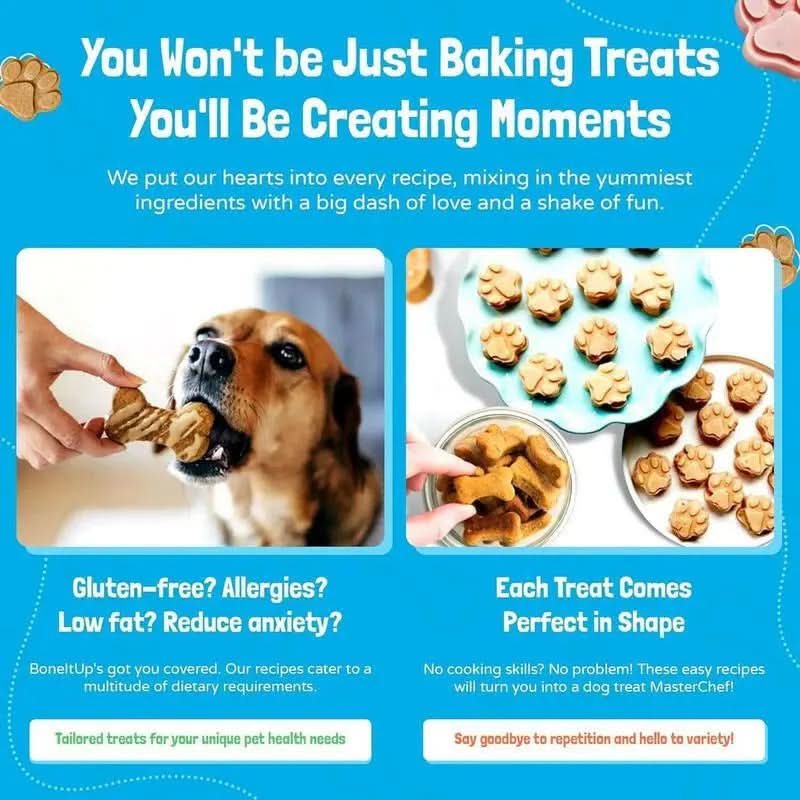 Homemade Dog Treat Kit - DIY Dog Treat Baking Kit W/Molds, Cutters, Recipes & Gift Bags - Bake Fresh, Healthy Organic Training Treats for Dogs at Home