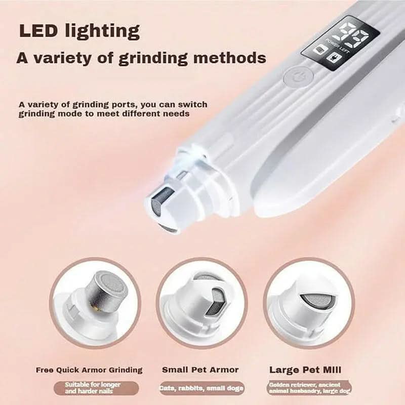 Nail Trimmer,Pet Nail Trimmer,Portable 2 in 1 Dog Cat Electric Nail Clipper with Light,Electric Pets Claw Trimmer,Nail Trimmer with Nail File.