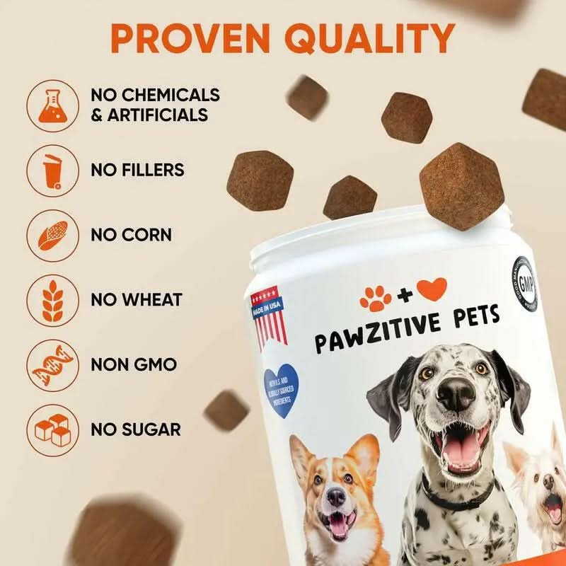Pawzitive Pets Multivitamin Chews for Dogs – Daily Health Support with Probiotics, Omega 3, Minerals & Vitamins – All-Breed – Made in USA