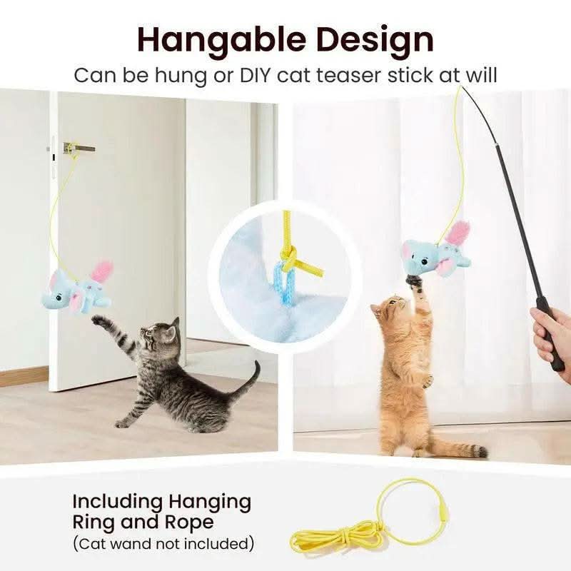 Potaroma Cat Toys Flapping Elephant, Interactive Realistic Kitten Toy Stuffed with Crinkle Paper Hangable Design for Bored Indoor Cats 6.3 Inches