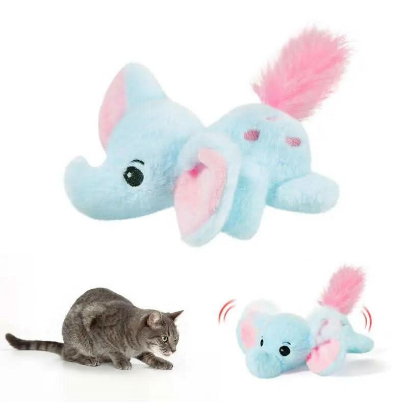 Potaroma Cat Toys Flapping Elephant, Interactive Realistic Kitten Toy Stuffed with Crinkle Paper Hangable Design for Bored Indoor Cats 6.3 Inches