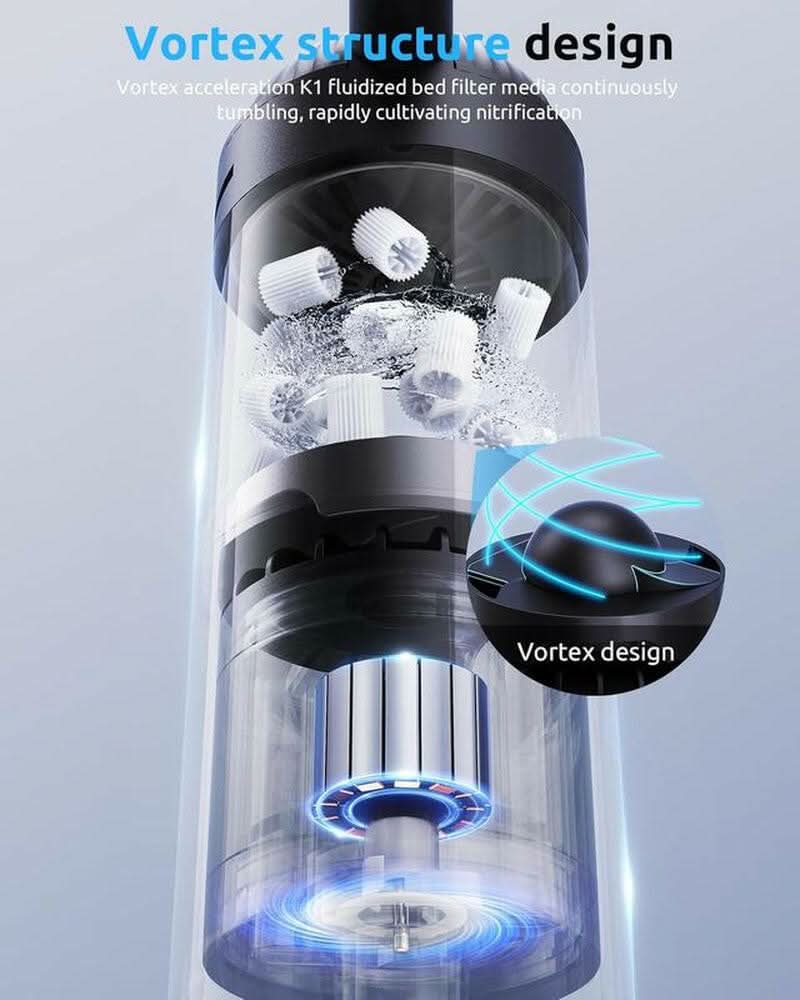 SEAOURA Submersible Aquarium Filter for 5 to 20 Gallon Tank with Fluid Bed and Biochemical Sponge Power Fish Tank Filter Aeration System 90 GPH Water Pump Ultra-Quiet for Saltwater and Freshwater