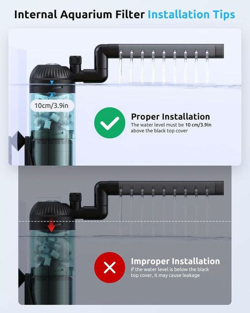 SEAOURA Submersible Aquarium Filter for 5 to 20 Gallon Tank with Fluid Bed and Biochemical Sponge Power Fish Tank Filter Aeration System 90 GPH Water Pump Ultra-Quiet for Saltwater and Freshwater