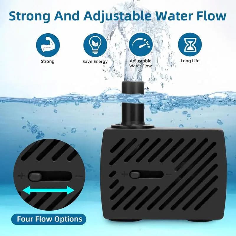 Submersible Water Pump 4W 80GPH Mini Fountain Water Pump Aquarium Pump for Hydroponic Systems Fish Tank Pond Water Gardens Fountain Statuary