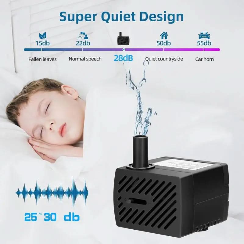 Submersible Water Pump 4W 80GPH Mini Fountain Water Pump Aquarium Pump for Hydroponic Systems Fish Tank Pond Water Gardens Fountain Statuary