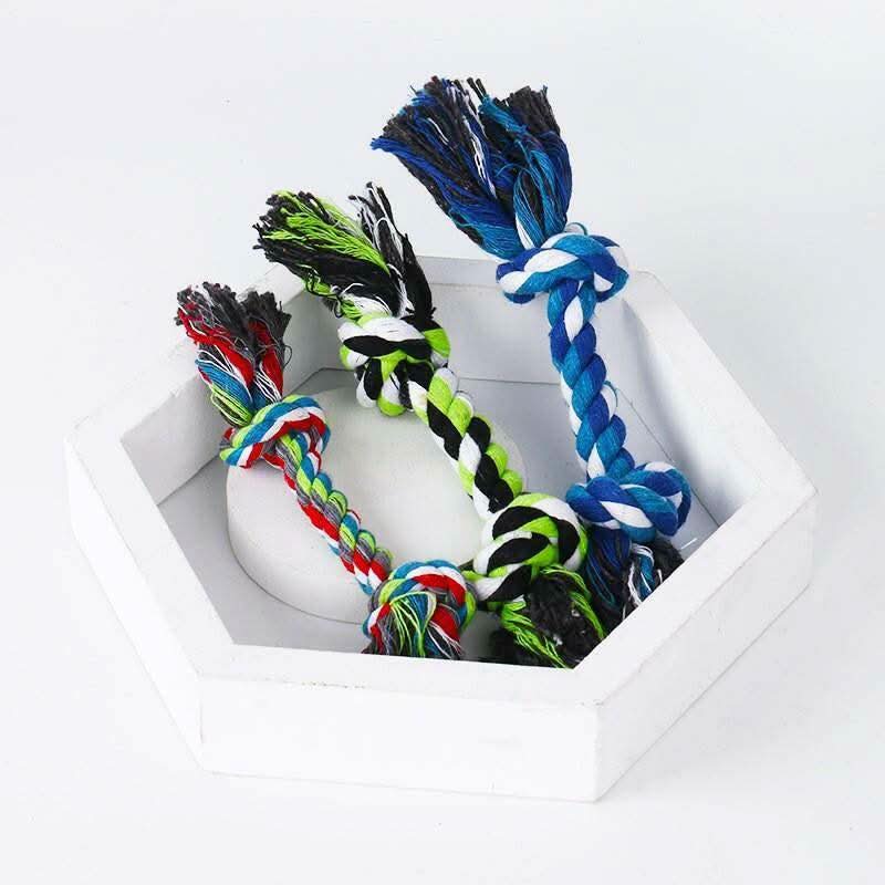 Three-Strand Cotton Rope Dog Toy - Double Knot Design for Large, Medium, and Small Breeds