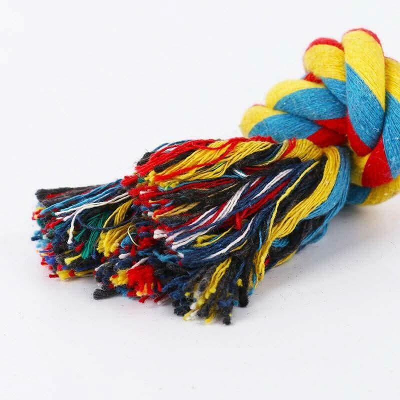 Three-Strand Cotton Rope Dog Toy - Double Knot Design for Large, Medium, and Small Breeds