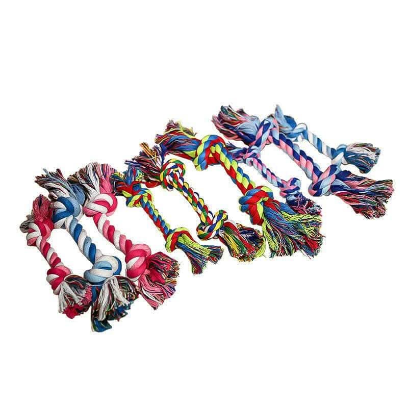 Three-Strand Cotton Rope Dog Toy - Double Knot Design for Large, Medium, and Small Breeds