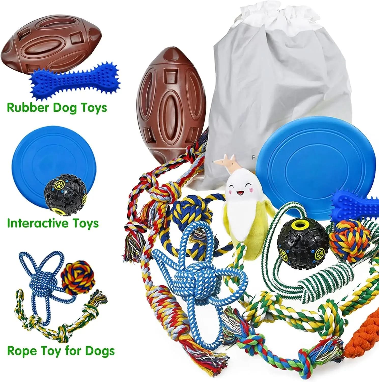 14-Pack Puppy Chew Toy Bundle - Includes Squeaky Toys, Tug of War Toys, and Teething Chew Balls for Small Dogs