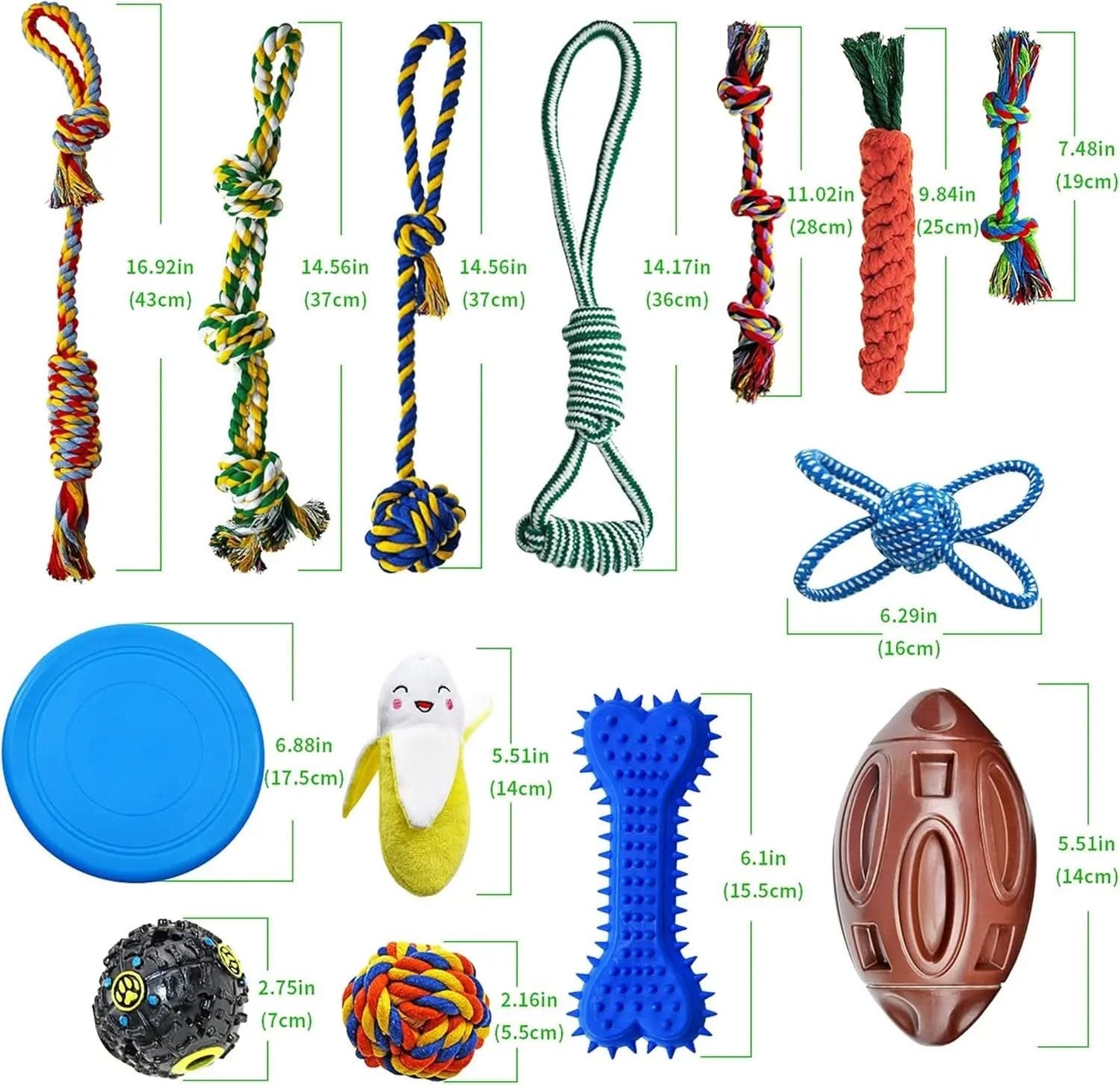14-Pack Puppy Chew Toy Bundle - Includes Squeaky Toys, Tug of War Toys, and Teething Chew Balls for Small Dogs