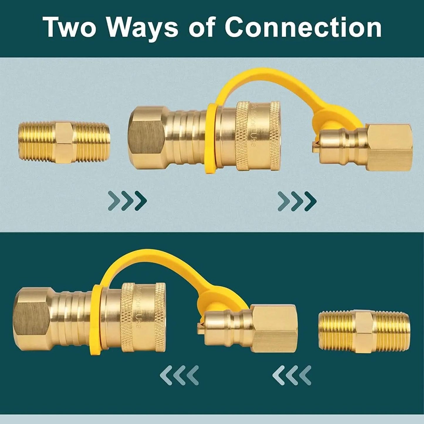 3/8 Inch Solid Brass Quick Connect Fittings for Natural and Propane Gas Hoses