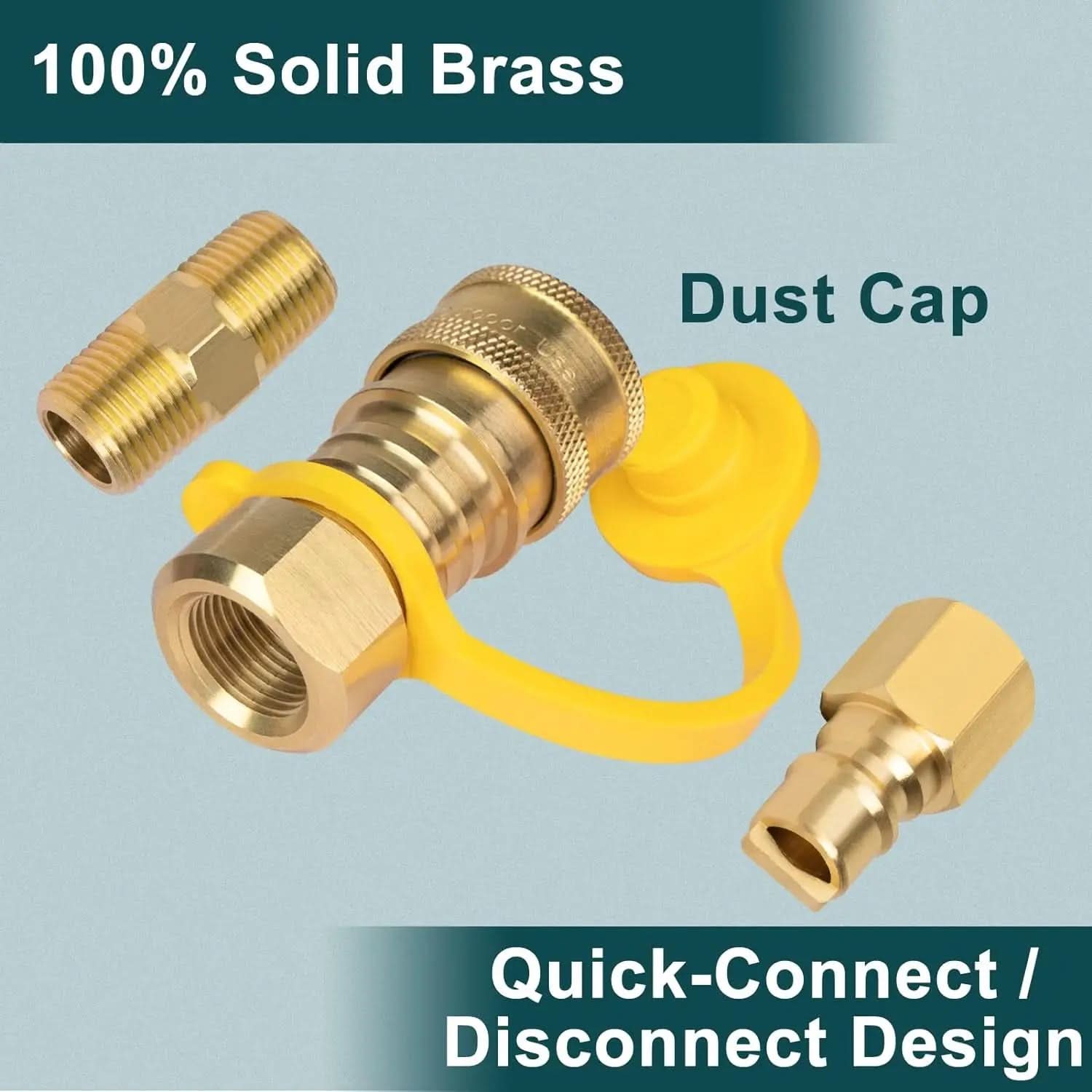 3/8 Inch Solid Brass Quick Connect Fittings for Natural and Propane Gas Hoses