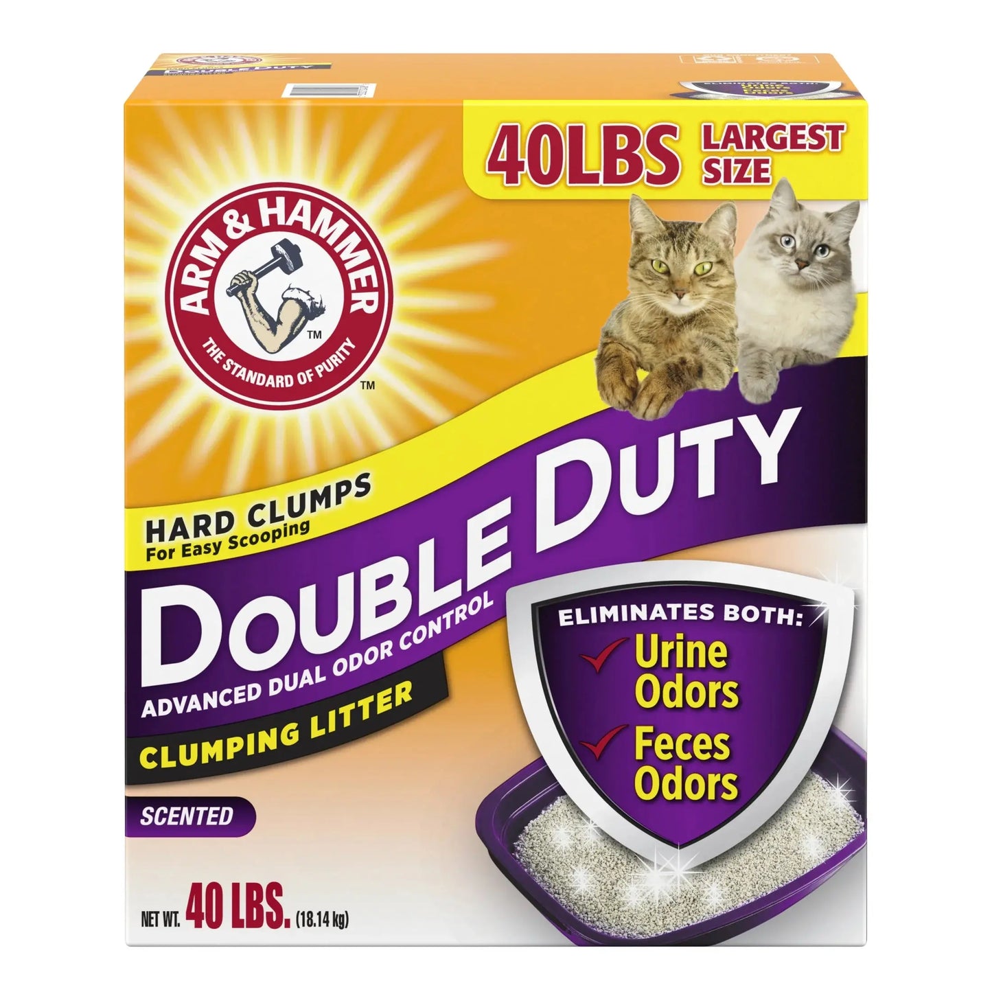 (3 Pack) Double Duty Cat Litter, Advanced Odor Control Clumping Cat Litter, Scented, 40 Lb