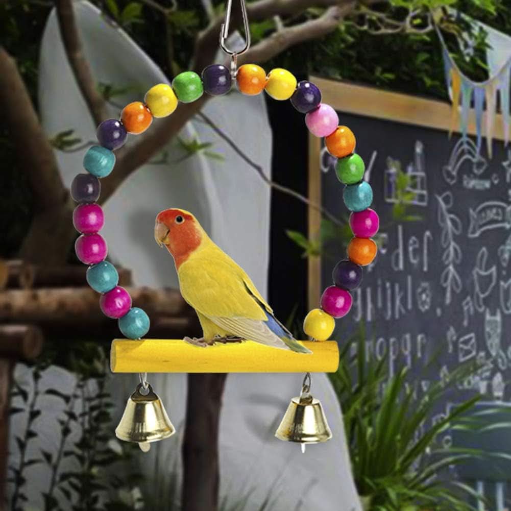 8-Pack Natural Wood and Rope Bird Swing Toys for Parrots, Parakeets, Conures, Cockatiels, Mynahs, and Love Birds