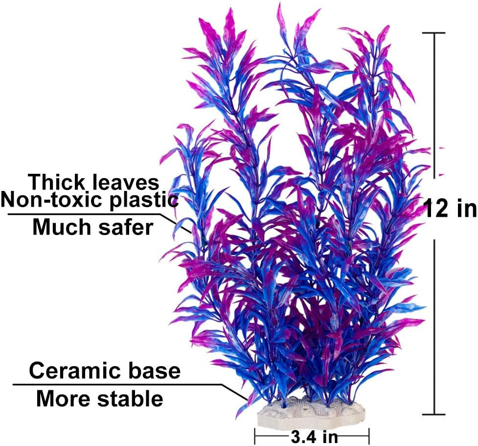 9-Pack Large Artificial Aquarium Plants - Vividly Simulated Aquatic Landscape (12 Inches)