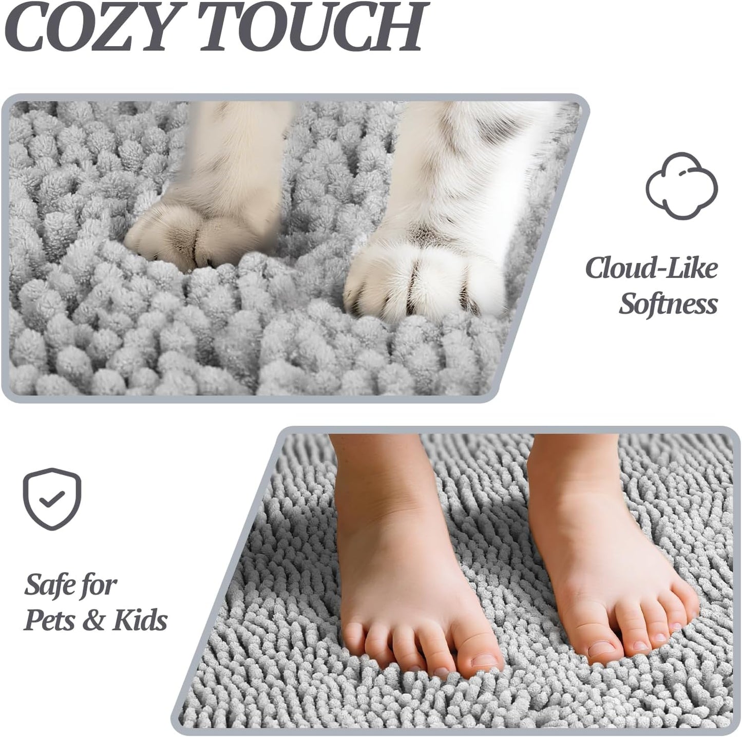 Absorpmax Dog Door Mat - Waterproof and Washable Mud Trapper Rug for Indoor Entryways, 35" x 25", Grey
