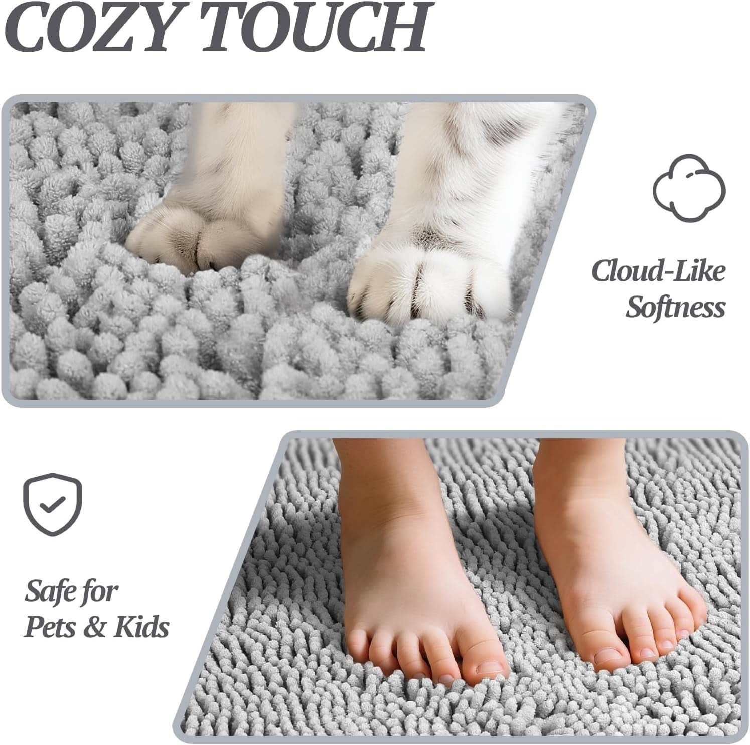 Absorpmax Dog Door Mat - Waterproof and Washable Mud Trapper Rug for Indoor Entryways, 35" x 25", Grey