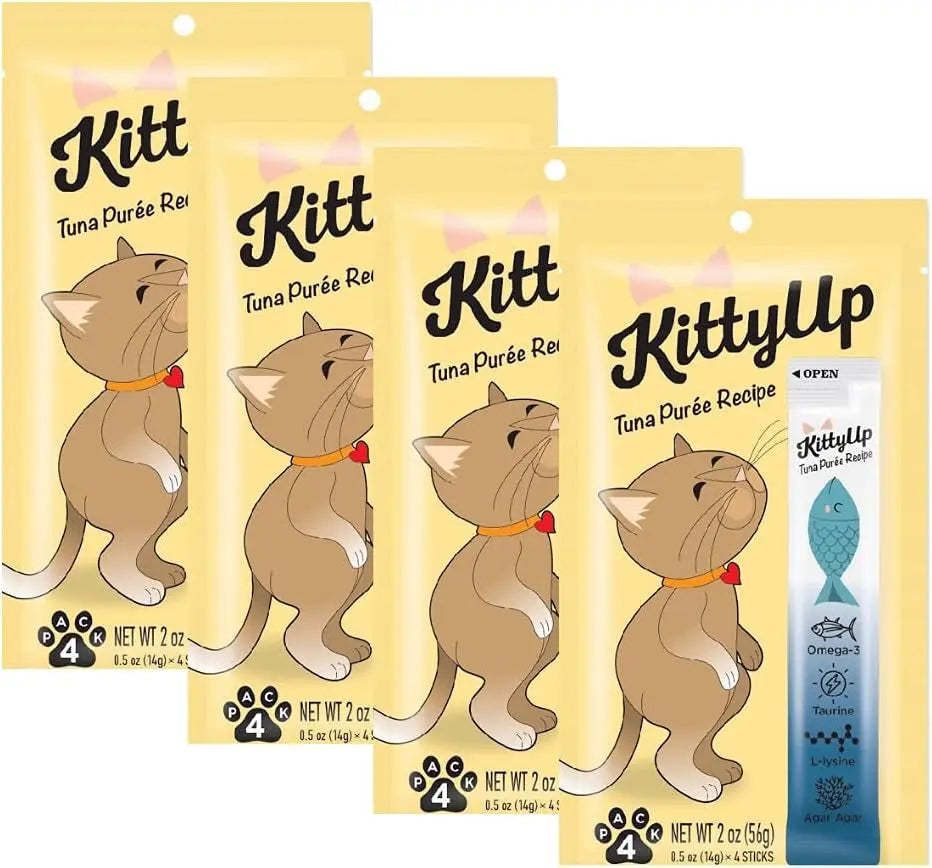 All-Natural Tuna Puree Treat Pouches for Indoor Cats - Soft Wet Cat Food for Kittens and Seniors - Limited Ingredient, Grain-Free, with Lysine and Taurine - 16 Tubes (0.5 oz each)