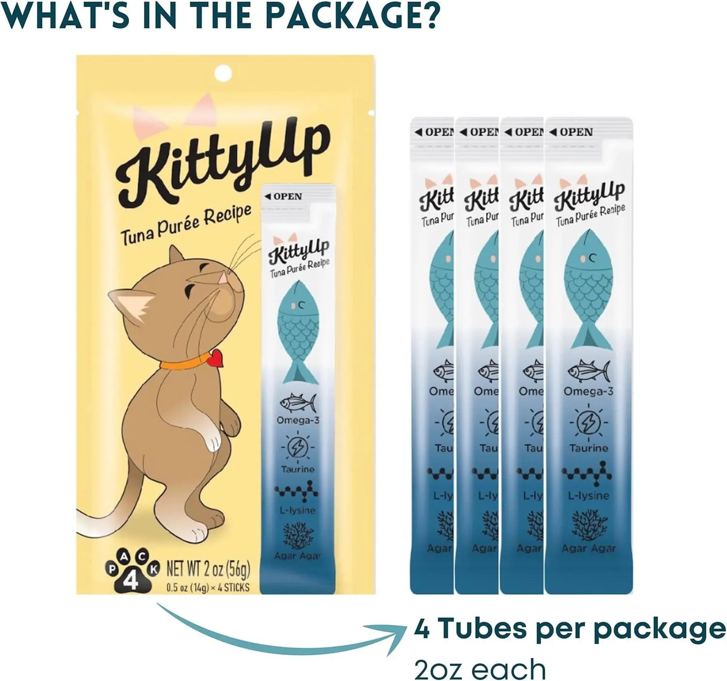 All-Natural Tuna Puree Treat Pouches for Indoor Cats - Soft Wet Cat Food for Kittens and Seniors - Limited Ingredient, Grain-Free, with Lysine and Taurine - 16 Tubes (0.5 oz each)