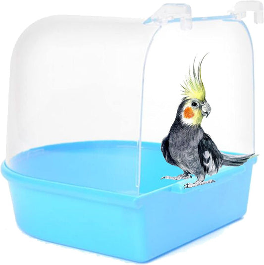 Bird Bath for Caged Birds - Parrot, Parakeet, Canary, and Budgerigar Bathing Tub and Cleaning Accessory