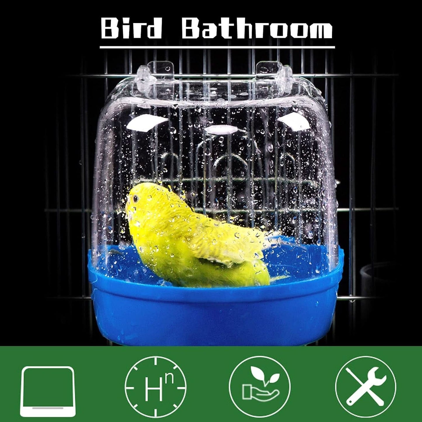 Bird Bath for Caged Birds - Parrot, Parakeet, Canary, and Budgerigar Bathing Tub and Cleaning Accessory
