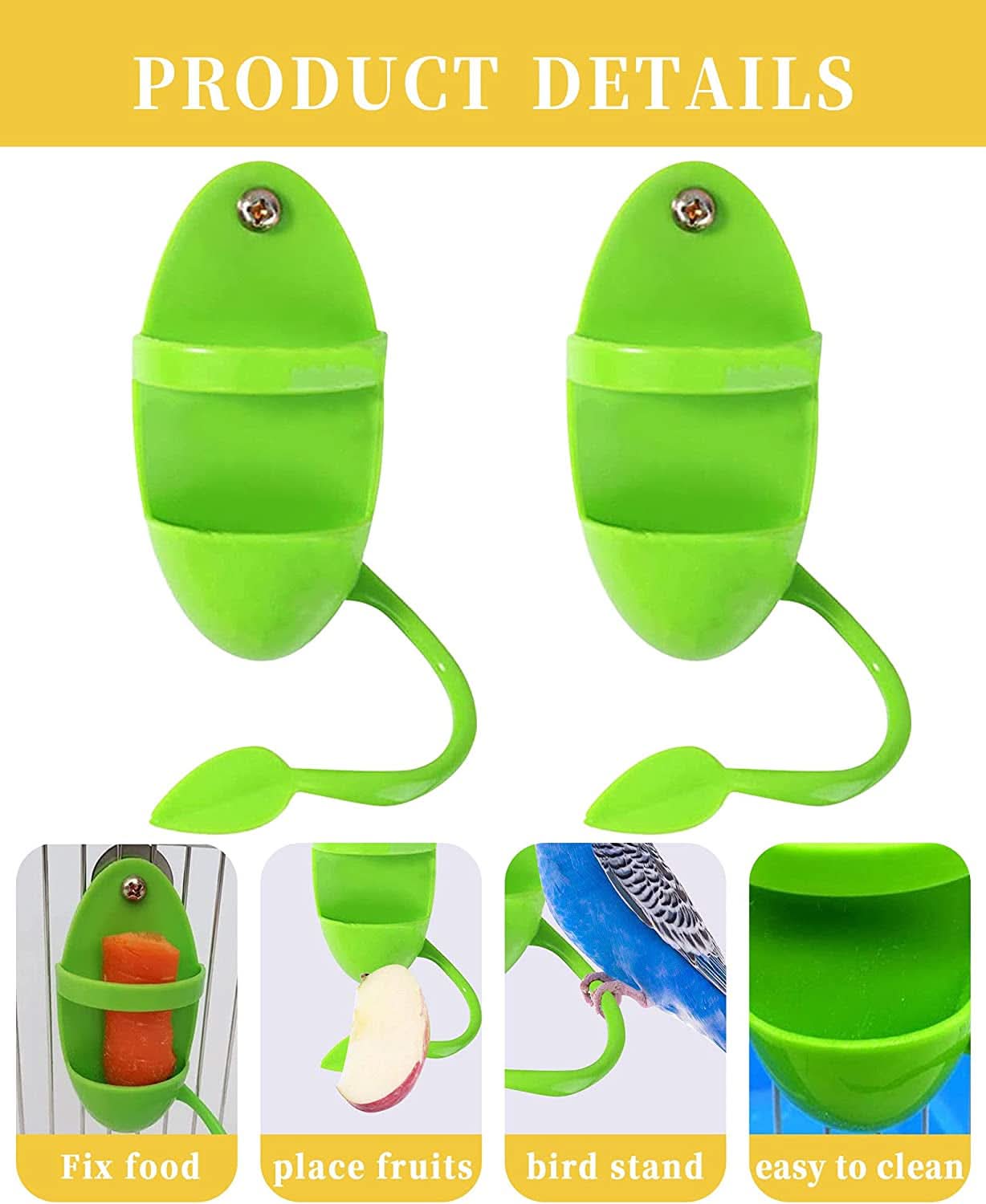 Bird Food Holder with Cuttlebone, Plastic Bird Cage Feeder Stand for Parrots, Budgies, Parakeets, Cockatiels, and Chickens