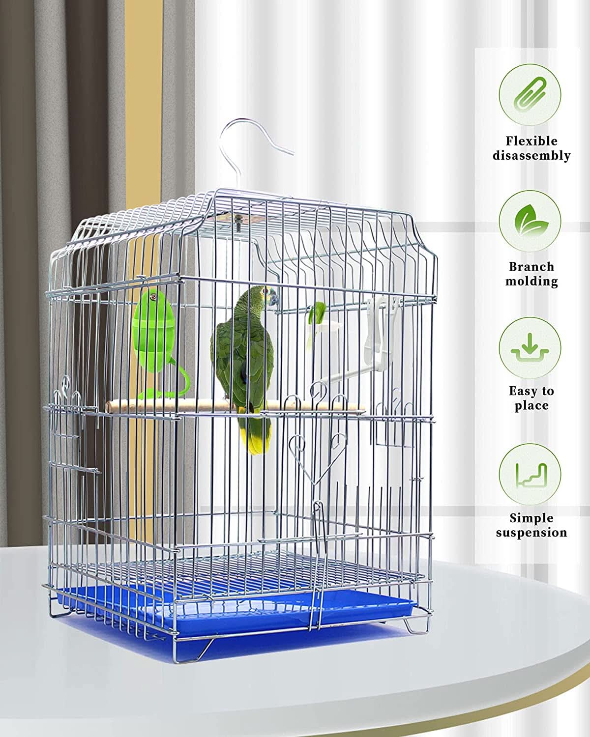 Bird Food Holder with Cuttlebone, Plastic Bird Cage Feeder Stand for Parrots, Budgies, Parakeets, Cockatiels, and Chickens