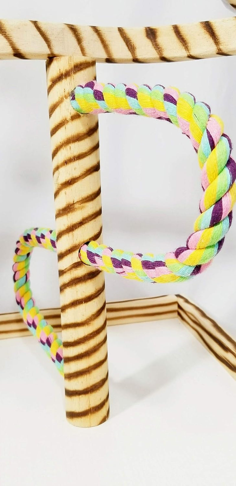 Bird Play Gym Tabletop with Cup, Toy Hanger, and Accessories - Large Javan Tigertail Stand for Birds