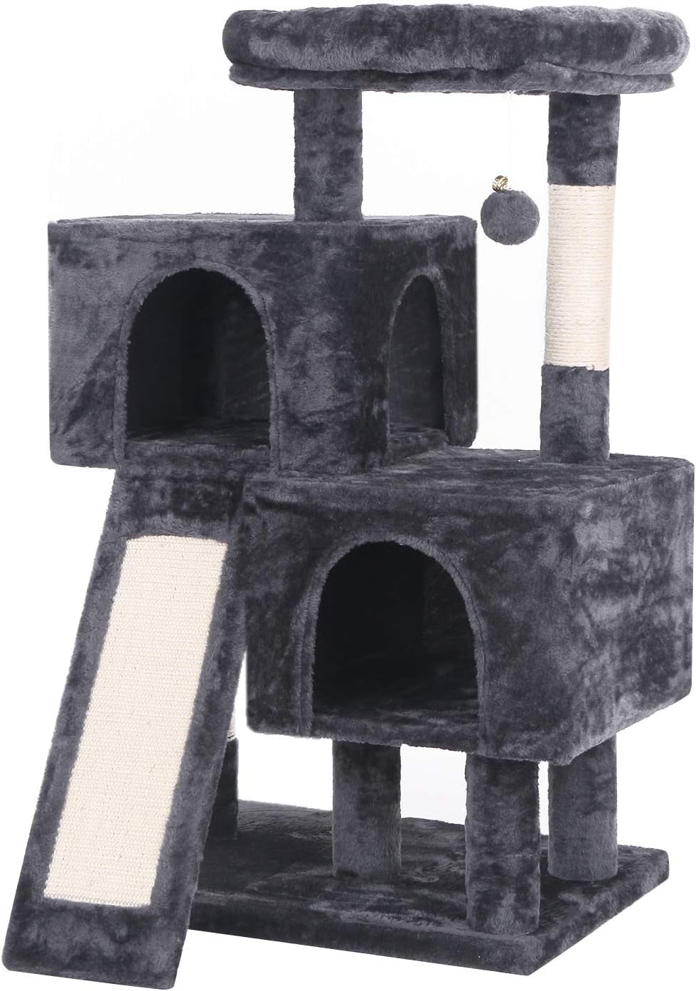 Cat Tree Condo with Sisal Scratching Posts, Plush Perches, and Dual Houses - Grey MMJ10B Kitty Activity Center