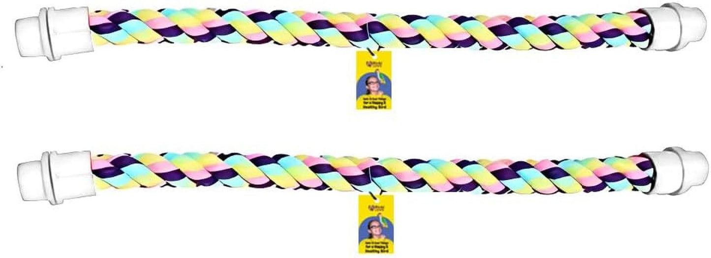 Cotton Rope Comfy Cable Perch Set for Birds - 23.5" Length, Ideal for African Greys, Amazons, Eclectus, Macaws, Cockatoos, and Similar Sized Birds