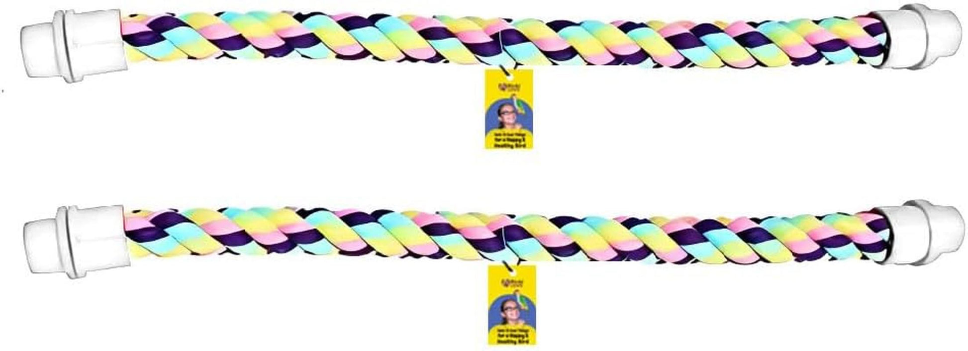 Cotton Rope Comfy Cable Perch Set for Birds - 23.5" Length, Ideal for African Greys, Amazons, Eclectus, Macaws, Cockatoos, and Similar Sized Birds