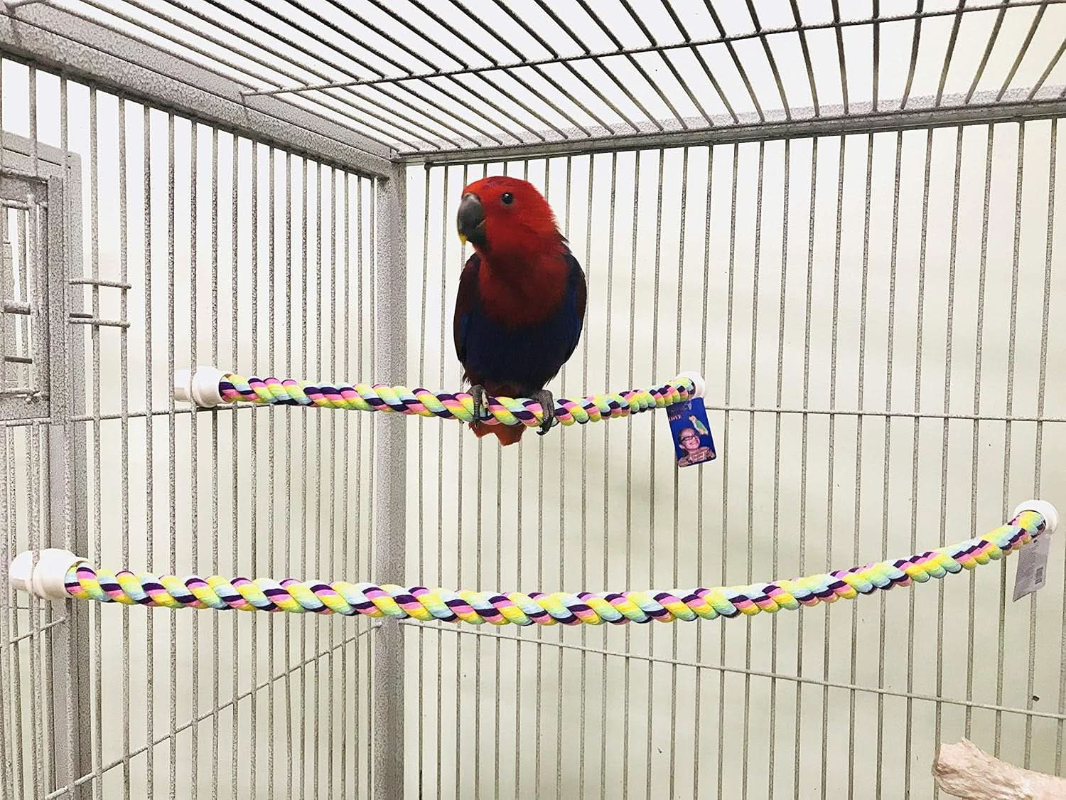 Cotton Rope Comfy Cable Perch Set for Birds - 23.5" Length, Ideal for African Greys, Amazons, Eclectus, Macaws, Cockatoos, and Similar Sized Birds