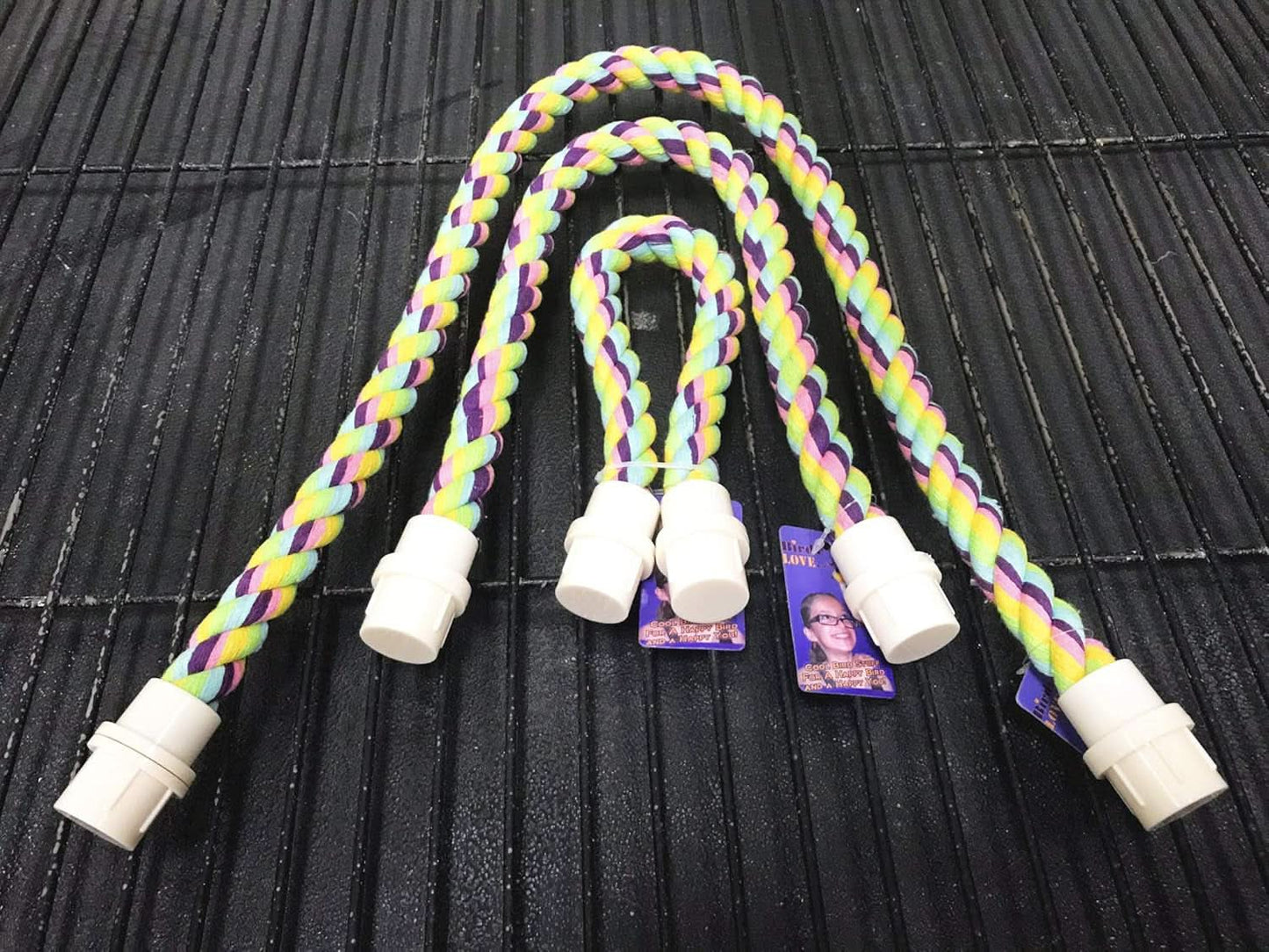 Cotton Rope Comfy Cable Perch Set for Birds - 23.5" Length, Ideal for African Greys, Amazons, Eclectus, Macaws, Cockatoos, and Similar Sized Birds